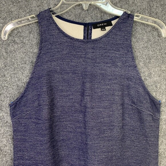 Drew Crop Tank Top Women XS Fringed Hem Heather Blue - Picture 2 of 9